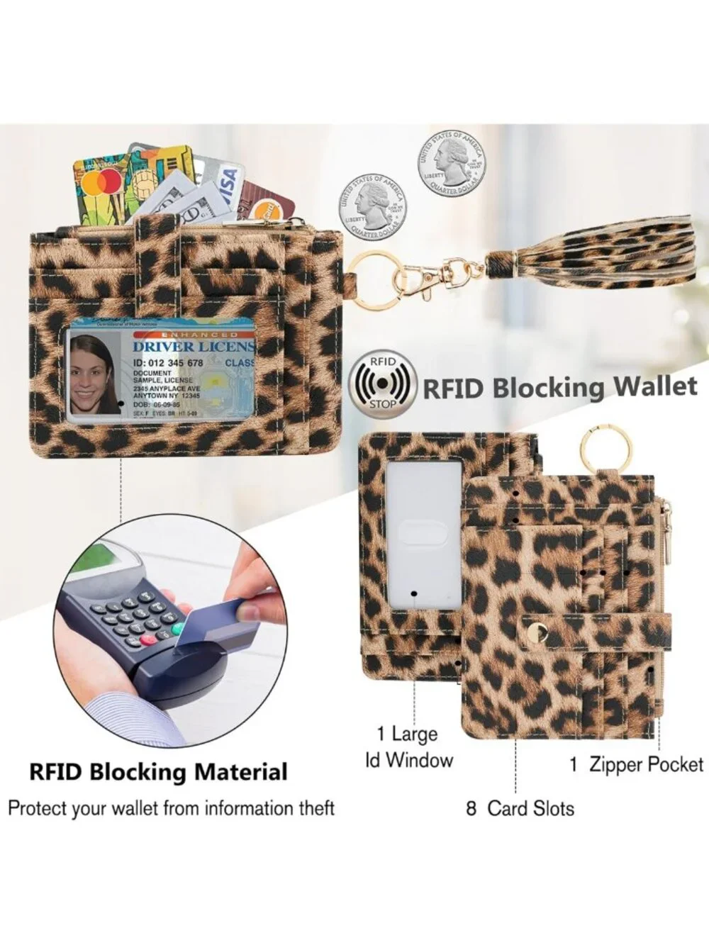 Chic RFID Wristlet Wallet for Women with Beaded Strap - Stylish Keychain